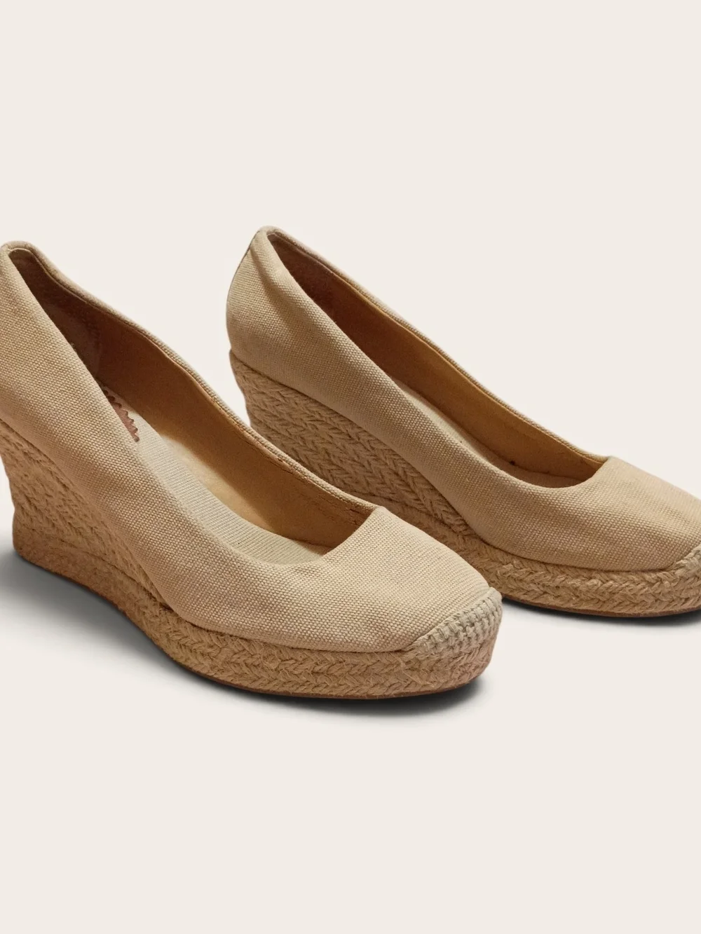 J. Crew Beige Canvas Espadrille Wedges